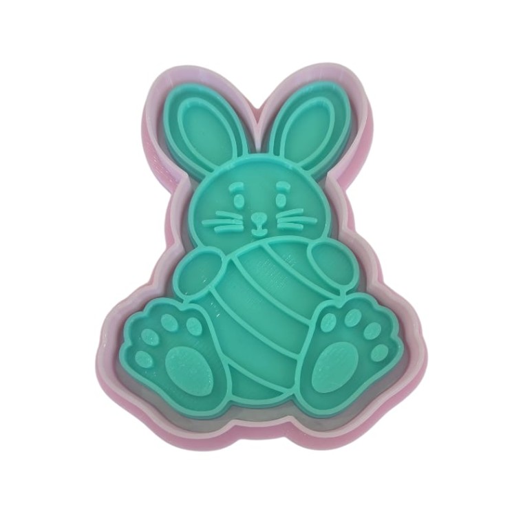 Cortante Pascuas 3D Conejo con Huevo Rayas Mod 1 (9,5x7,5 cm)