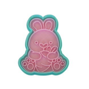 Cortante Pascuas 3D Conejo con Zanahoria Mod 2 (9x6,5 cm)