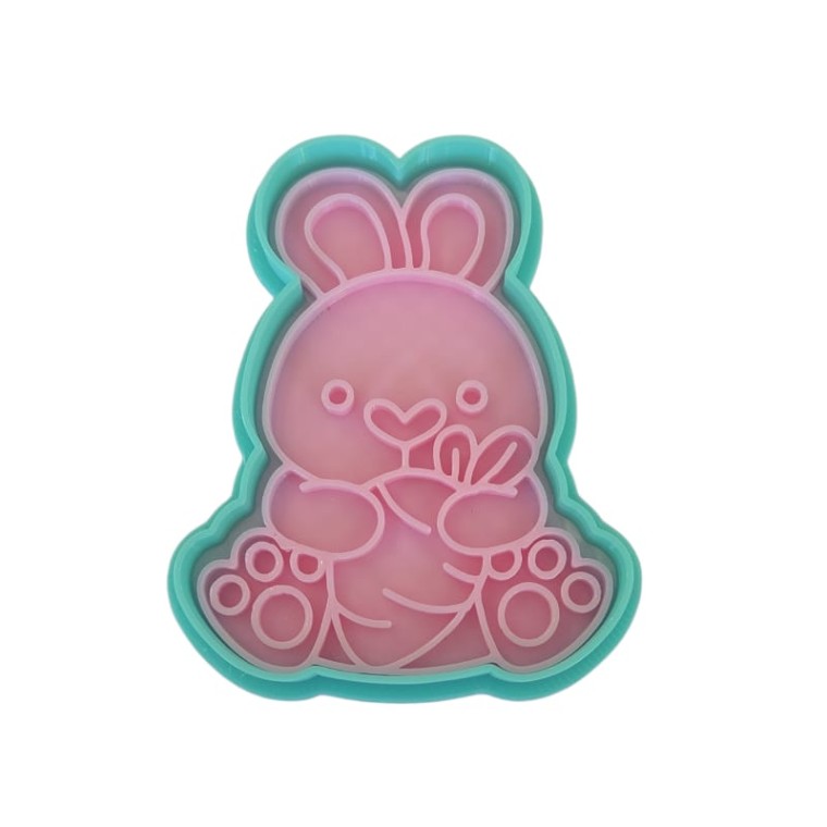 Cortante Pascuas 3D Conejo con Zanahoria Mod 2 (9x6,5 cm)