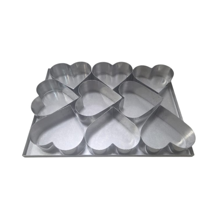 Placa con 9 Aros Corazon 8 cm - Alto 3 cm