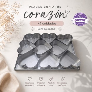 Placa con 9 Aros Corazon 8 cm - Alto 3 cm 2